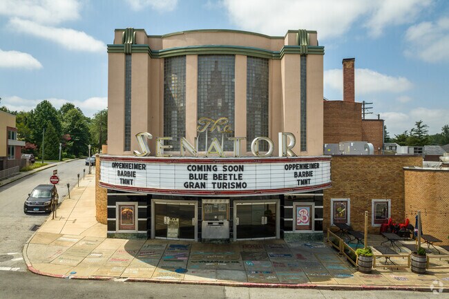 The classic Senator Theater is an iconic landmark on York Rd near Cameron Village.