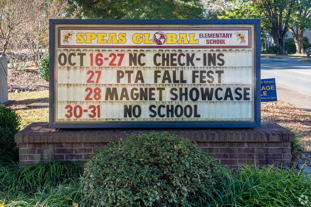 Speas Global Elementary School sign.