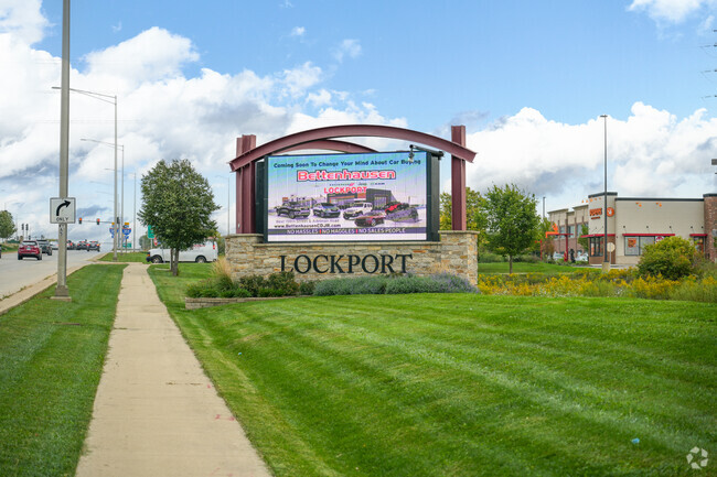 The Lockport sign can be found off the highway and 139th Stree