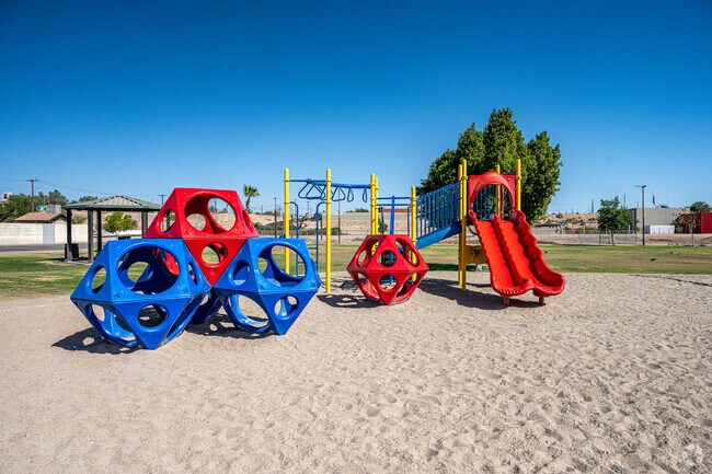 There are multiple playgrounds for a variety of age groups at Moctezuma Park in San Luis.