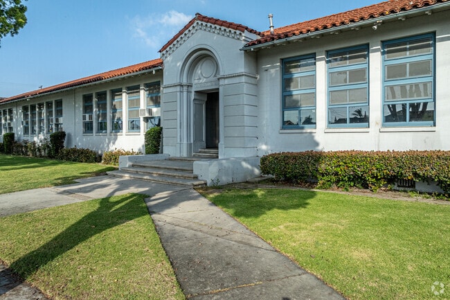 An entrance to a faculty building at Cesar Chavez Elementary School in Norwalk.