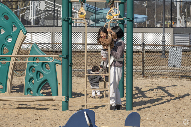 Manorhaven Beach Park features a playground and skatepark near Sands Point.