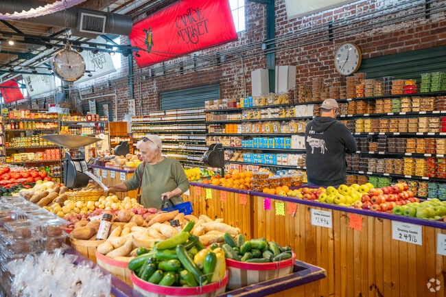 The Capitol Market is open every day and offers groceries, retail, and restaurants.