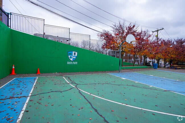 Curtis Guild Elementary has a basketball court for students in Harbor View-Orient Heights.