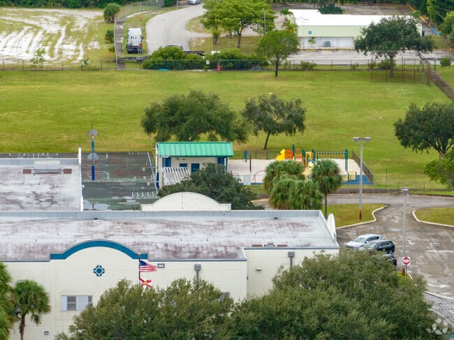Green space and playground at Rock Island Elementary School in Ft Lauderdale, FL.