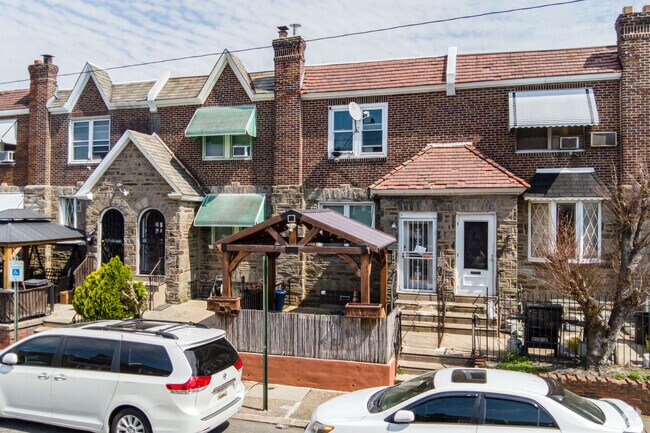 Rowhomes in Juniata Park come in many varieties with interesting entrances.