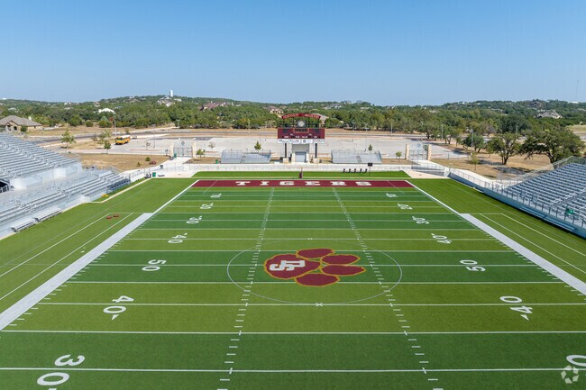 Dripping Springs High School Tiger Stadium hosts various sports events.
