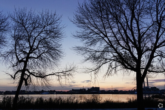 Bold Point Park in East Providence, RI is known for its spectacular sunset views of Providence.