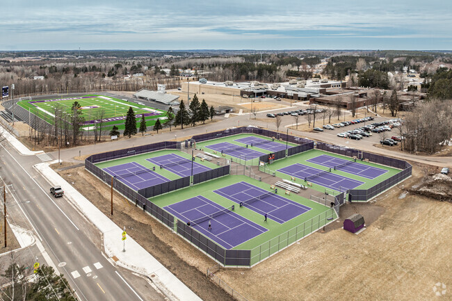 Cloquet Middle School is adjacent to the campus tennis courts.