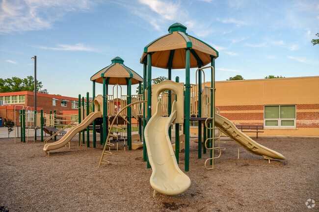 Waynewood Elementary School offers students a playground for recess.