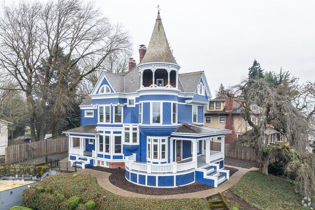 The Johan Poulsen House the most beautiful example of a Queen Anne in the neighborhood.