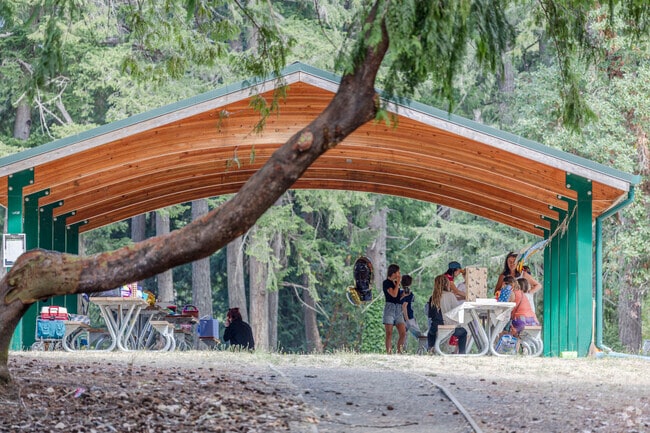 Covered areas for birthdays and BBQ's at Wildcat Lake Park in Fort William Symington WA.