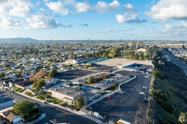 An elevated view of New Dawn High School in Clairemont.