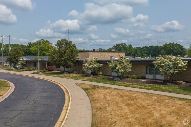 Entrance to Plymouth Grace Christian Academy school on Ball Ave in Grand Rapids, MI.