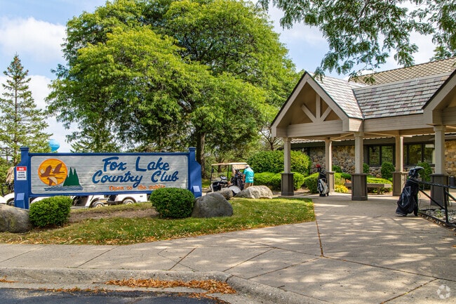 Golfers can play 18 holes at the Fox Lake Country Club.