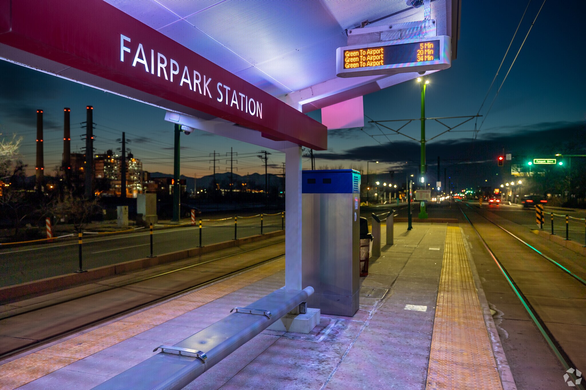 Landscape view from Fairpark Station in the Fairpark neighborhood.