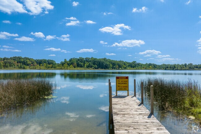The boat launch looks out onto Dickinson Lake at near Fenton.