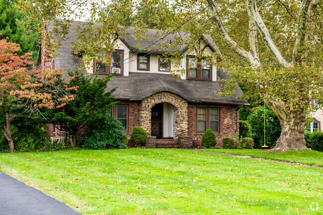 A Tudor-style home in Ewingville showcases the neighborhood’s diverse housing options.