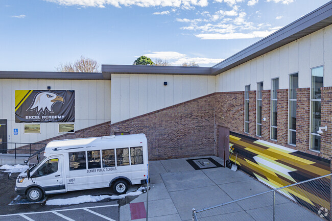 A sunny day at Excel Academy, Public High School, Mar Lee, Denver CO.