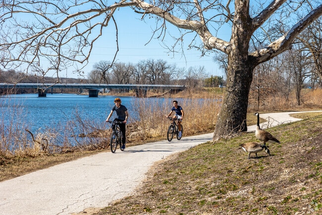 Capitol Park features a beautiful bike trail along the Des Moines River.