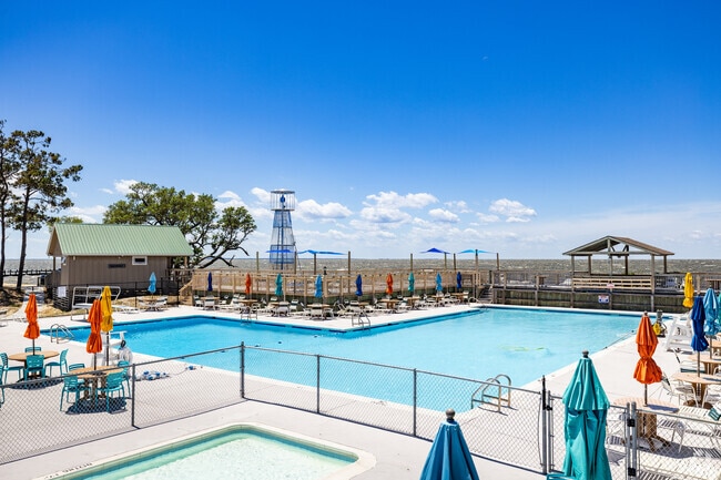 Residents of Colington Harbour enjoy the Olympic-sized pool at the Yacht & Racquet Club.