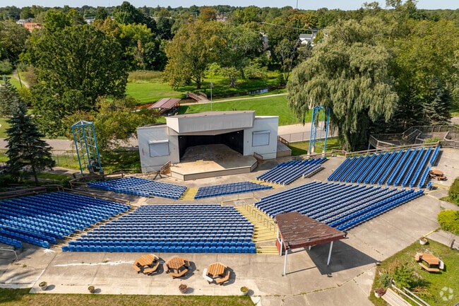 Additional event parking for Clio Ampitheater can be found at George R. Carter Middle School.