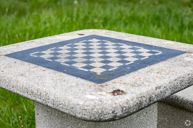 The Corner in central Saint Clair features cornhole, chessboards, and a community library.