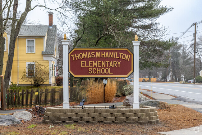 A beautiful sign welcomes you to Thomas W. Hamilton Primary School in Weymouth.