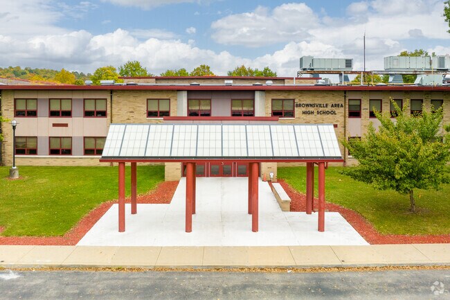 The entrance to Brownsville Area High School.