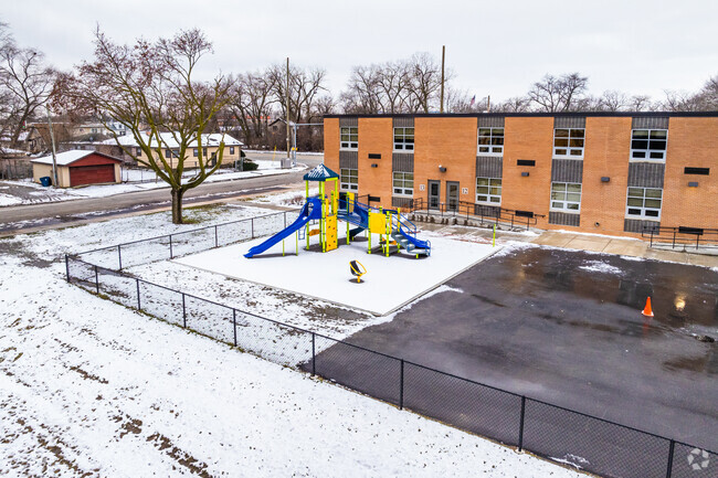 Maya Angelou Elementary School features a playground for students.