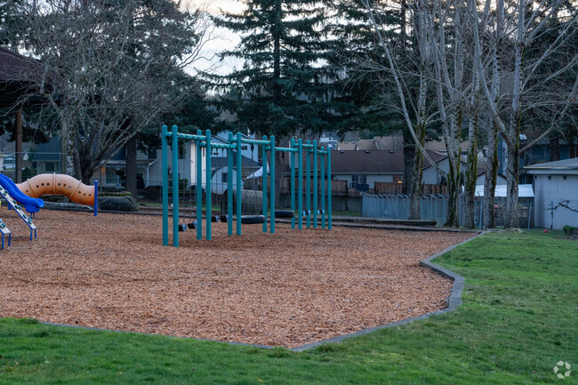Swing sets are featured at the playground of Portland Adventist Elementary School.