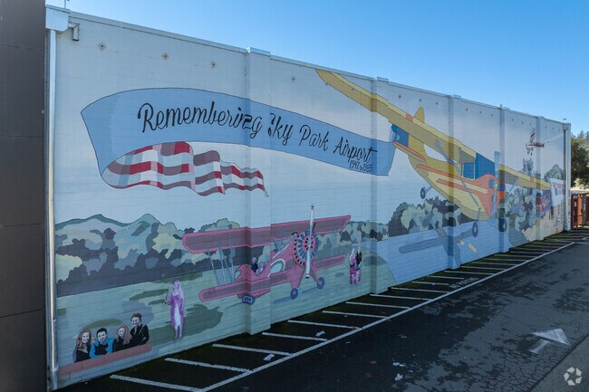 The Sky Park Airport mural in Scotts Valley keeps aviation history alive.