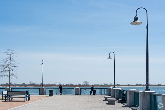 Canarsie Park's piers offer scenic views of Jamaica Bay.