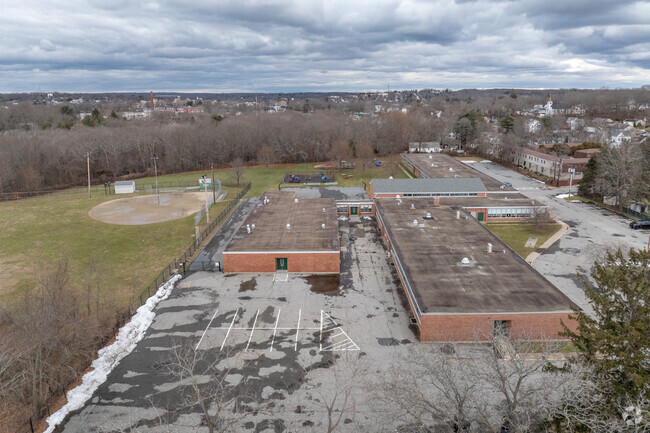 Side view of Maise E Quinn Elementary in West Warwick, Rhode Island.