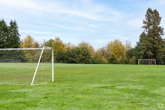 Fern RidgeMiddle School has a small soccer field and dated sports area.