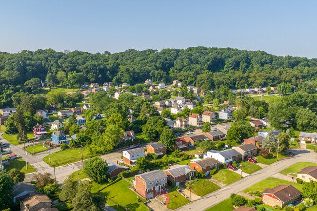 Chartiers is nestled on rolling hills with forestry surrounding the neighborhood.