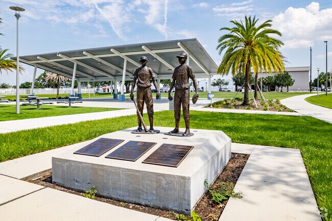 The Barrier Breakers monument signifies the breaking the color barrier in youth Baseball.