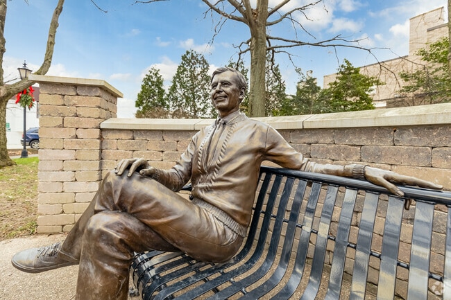 Sit, talk, and see the neighborhood with Mr. Rogers in downtown Latrobe.
