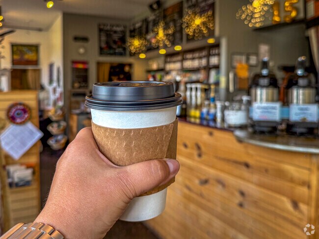 The Bridge Coffee House offers a variety of breakfast sandwiches and serves fair trade coffee.