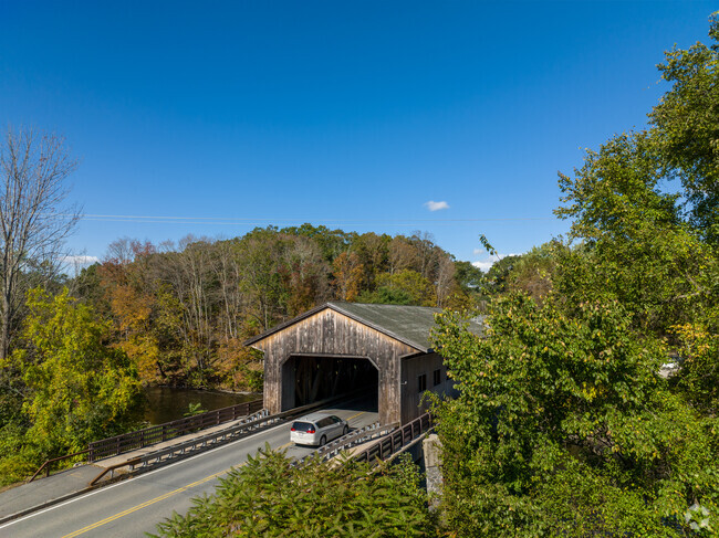 Constructed in 1740, the Pepperell Covered Bridge is one of three covered bridges in the state.