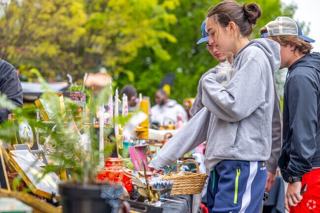 Local plants vendors set up for sale at the Drexel University Vintage Flea Market.