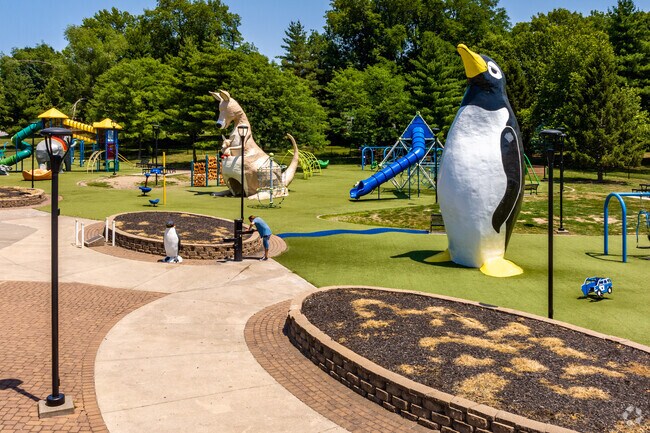 Penguin Park is an abundance of green space and playsets for local kids.