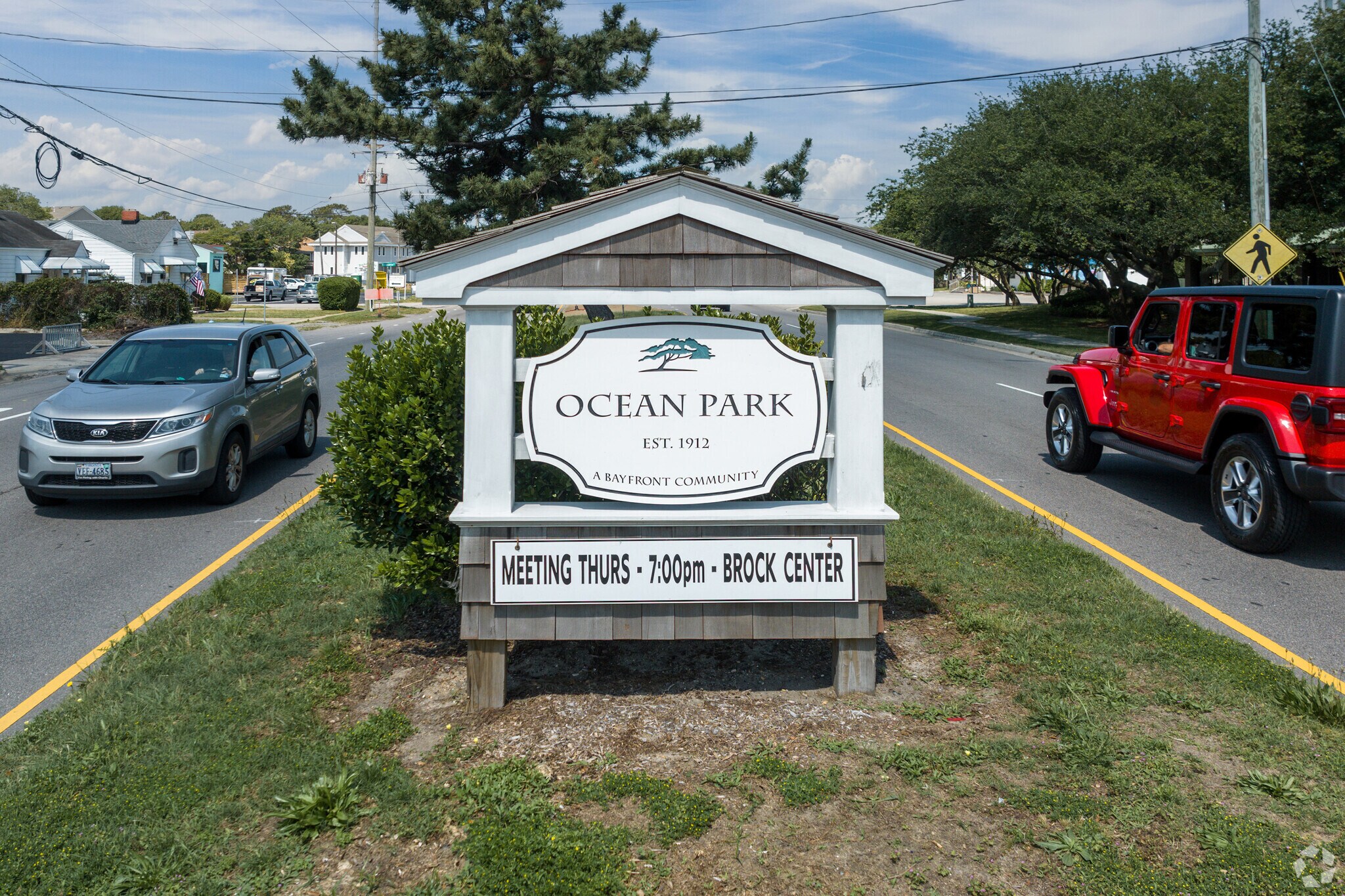 Sign on Shore Drive for the Ocean Park neighborhood of Virginia Beach.