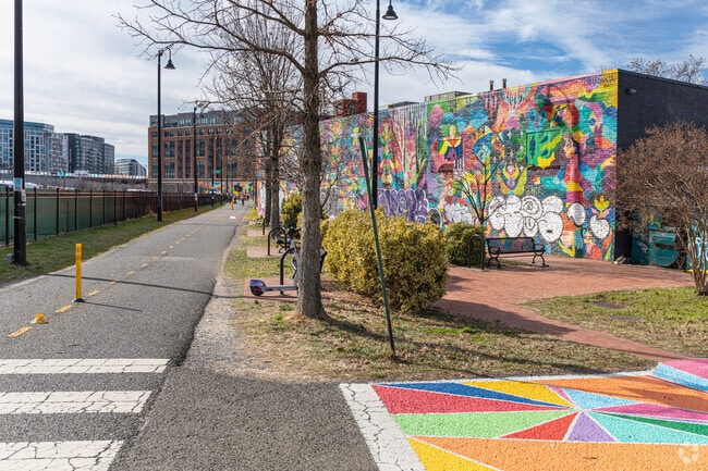 The Metropolitan Branch Trail in NoMa features brightly colored murals.
