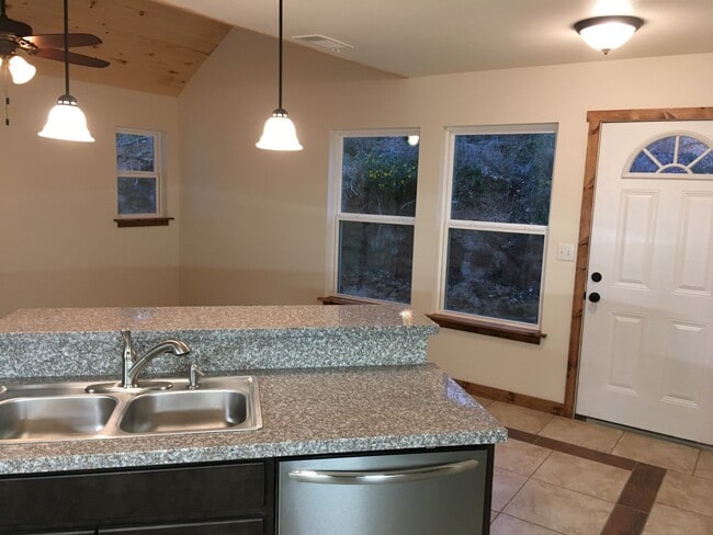 Kitchen Island overlooking into dining area