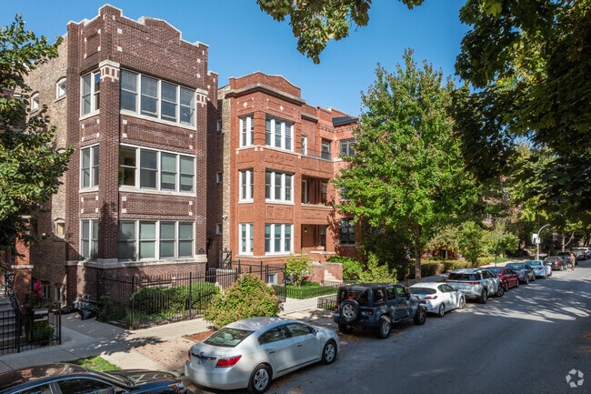 Older brick buildings offer condo and apartment options in Lakeview East.