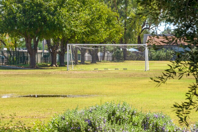 Kids attending Hirsch Academy in Scottsdale can watch classmates play soccer from the shade.