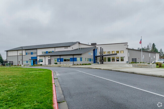 Drop-off/pickup at entrance to Boze Elementary School.