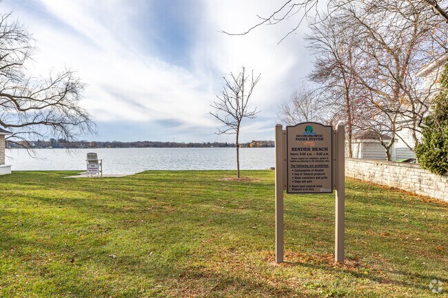 Bender Beach Park on Lac La Belle has a large area for swimming and playing.