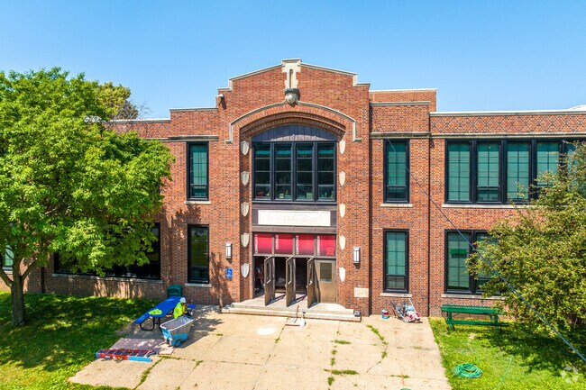 The historic architecture of Hiatt Middle School is just minutes from Accent.